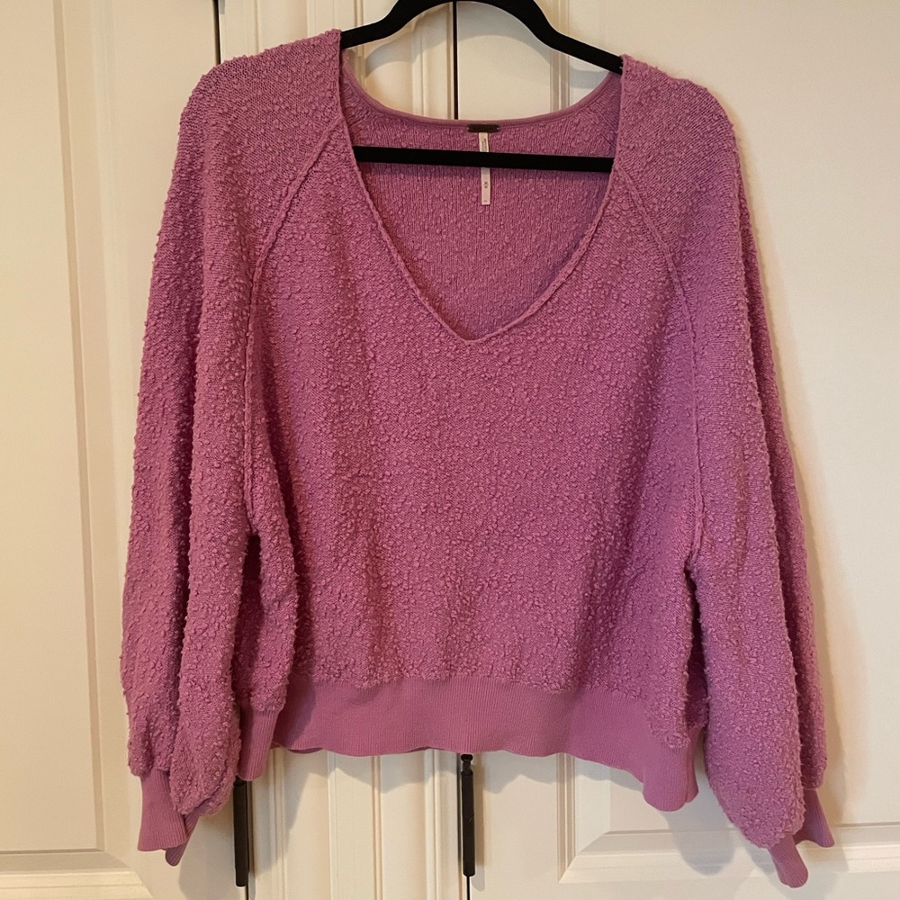 Free People Boucle Sweater in Purple